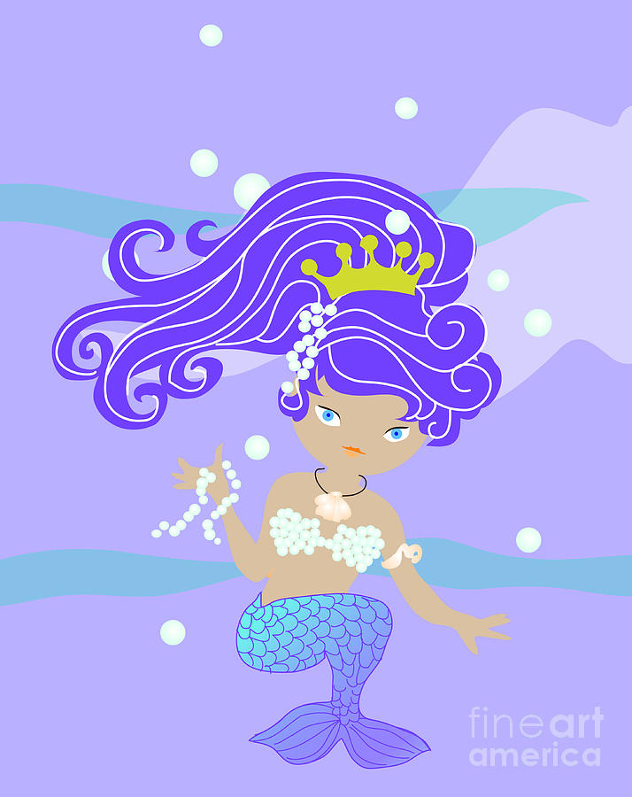 Lavender Mermaid Girl Print Digital Art by Diane Talley - Fine Art America