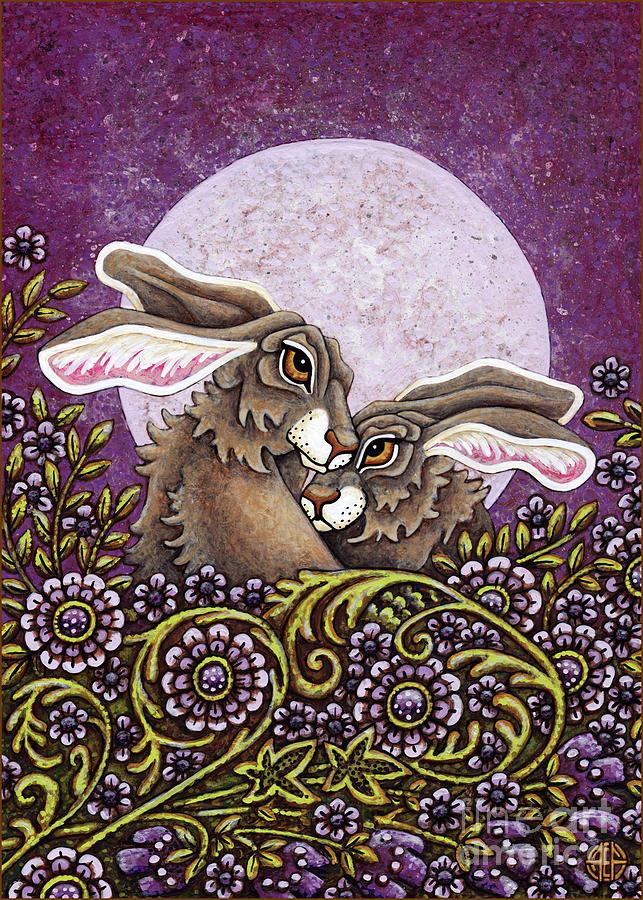 Lavender Moon Lovers Painting by Amy E Fraser