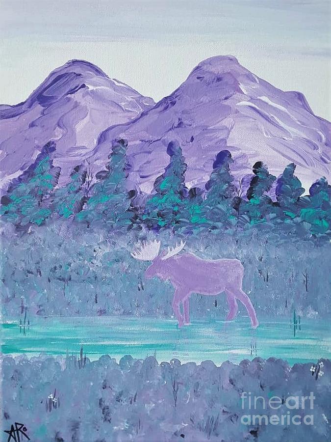 Lavender Mountains Painting by April Reilly