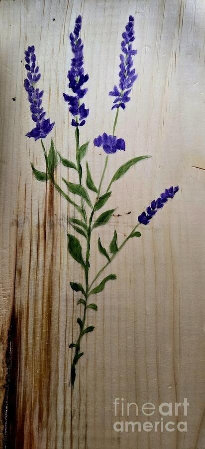 Lavender on a Wooden Board Painting by Margaret Welsh Willowsilk Lavender on a Wooden Board Painting by Margaret Welsh Willowsilk