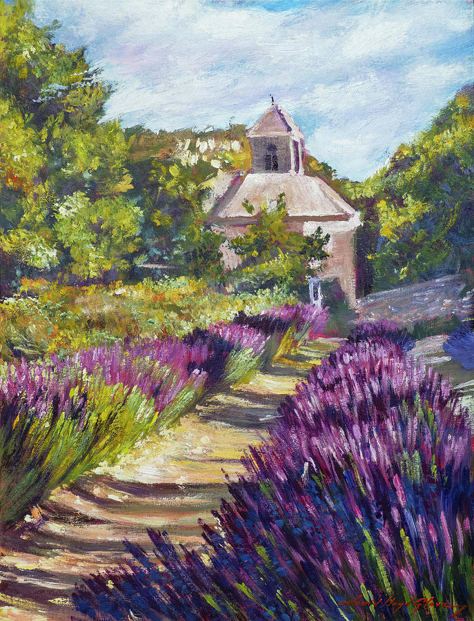 Lavender Path At Senanque Abbey Painting by David Lloyd Glover