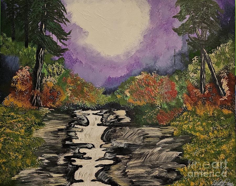 Tree Painting - Lavender Stream by LeVetta Nealy-Davis