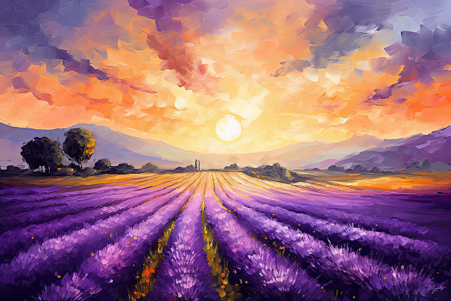Lavender Twilight Painting by Lourry Legarde