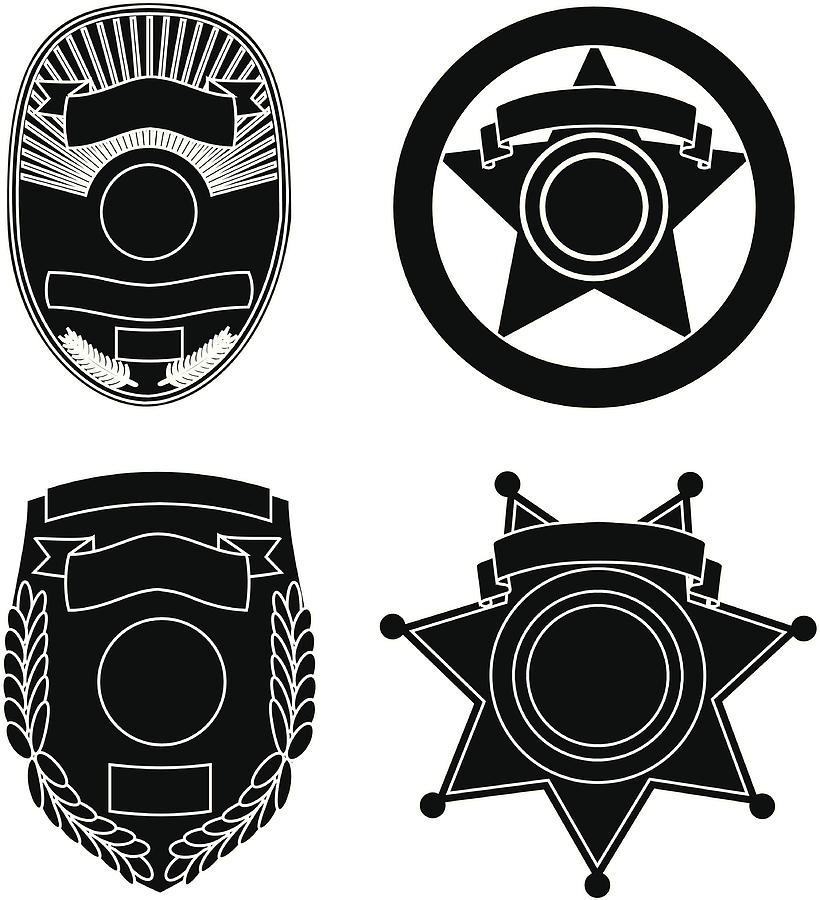 Law Enforcement Badge Silhouettes Drawing by Avina