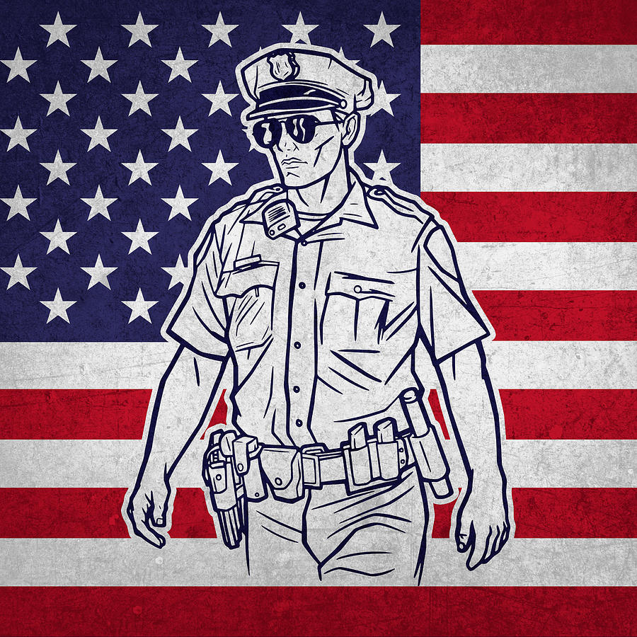 Law Enforcement Policeman Cop Thin Blue Line Police Officer Digital Art ...