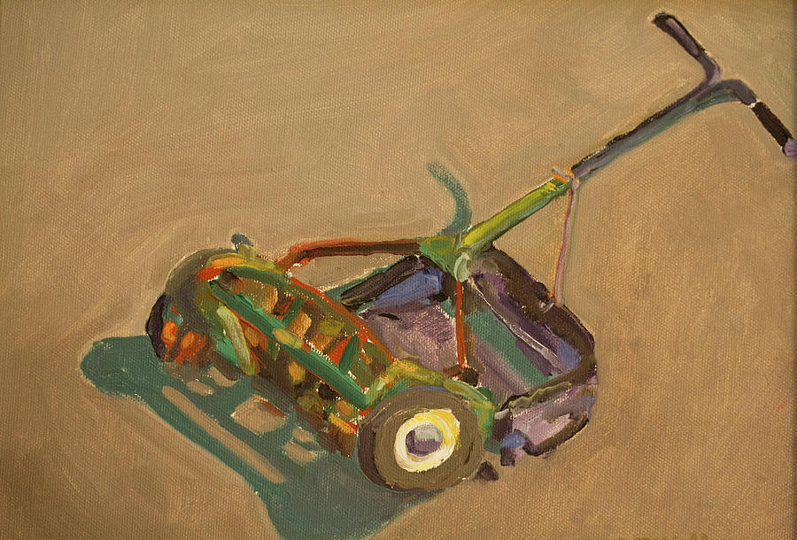 Lawn Mower Painting by Margaret Elliott
