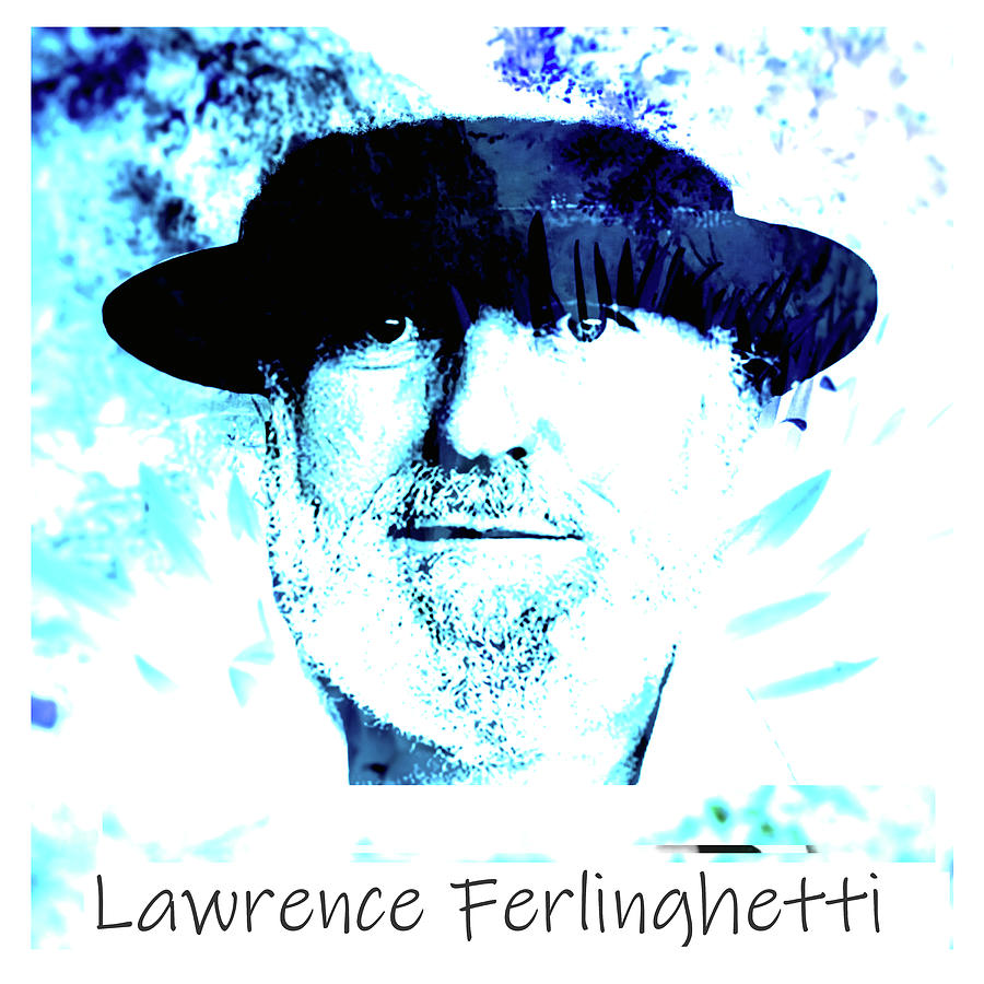 Lawrence Ferlinghetti Digital Art by Asok Mukhopadhyay