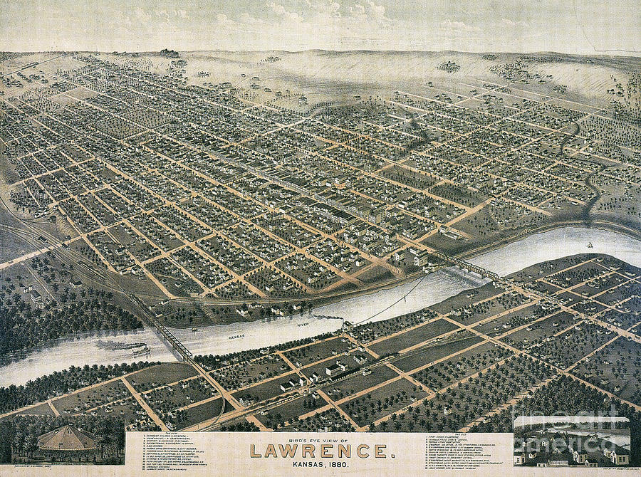 Lawrence, Kansas, 1880 Drawing by D D Morse