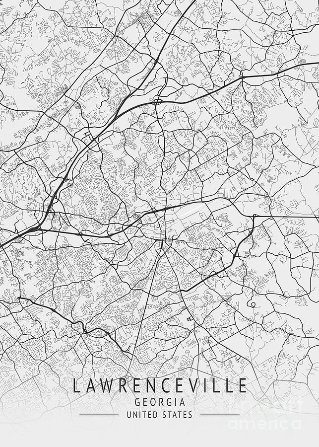 Lawrenceville Georgia Us Gray City Map Digital Art By Tien Stencil Fine Art America 2895