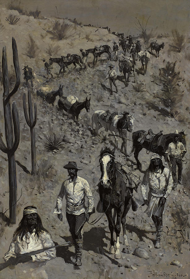 Frederic Remington Painting - Lawtons Pursuit of Geronimo by Frederic Remington