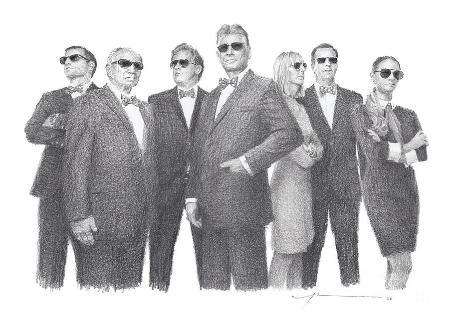 Monochrome Drawing - Lawyers In Sunglasses by Mike Theuer Portraits