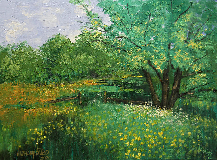 Lay Me Down In Green Pasture Psalms 23 Painting by Anthony Falbo
