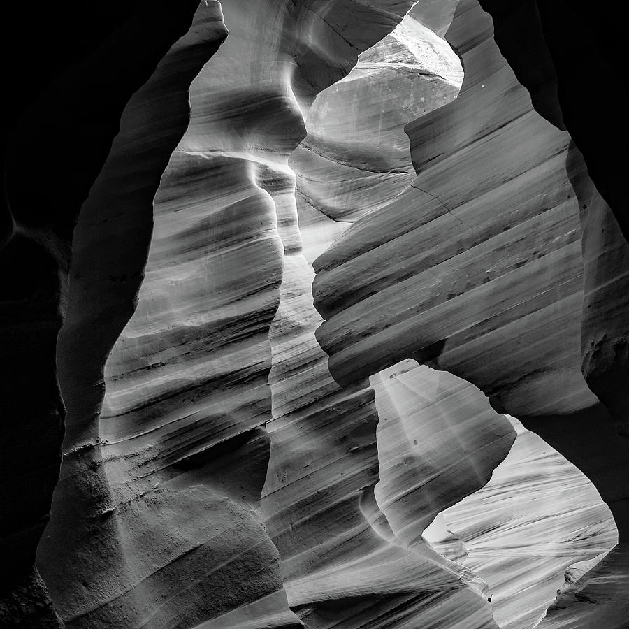 Layered Beauty Of Antelope Canyon - Black and White Photograph by Gregory Ballos