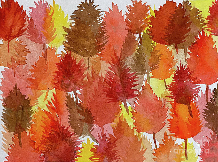 Layered Leaves Painting by Lisa Neuman