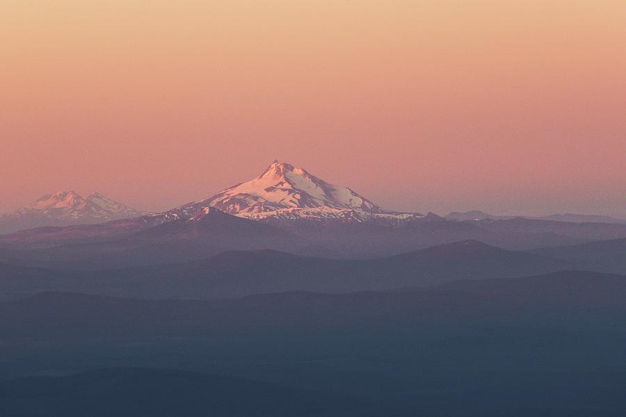 Layers Of First Light Over Mt  Adams  Oregon  - Aerial Photography Of Mountain With Snow Photograph