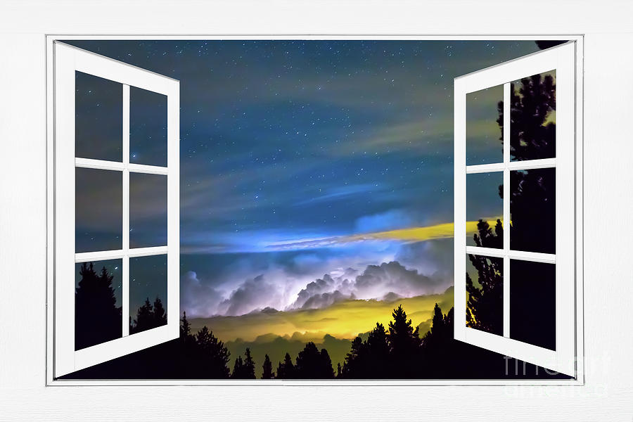 Layers Of The Night White Open Window Frame View Photograph