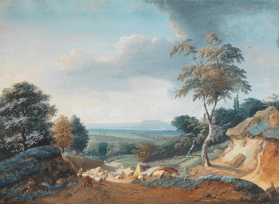 Lazare Bruandet Paris 1755 1804 A Cattleherd On A Country Lane Unframed Painting