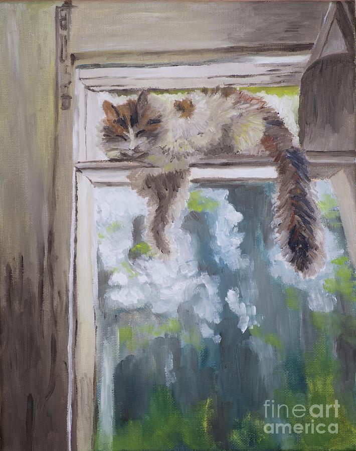 Lazy cat Painting by Lafina A - Fine Art America