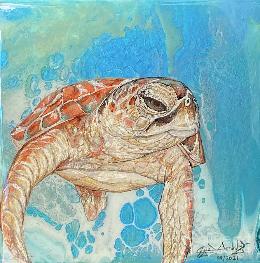 Lazy day Loggerhead Painting by Crystal Dombrosky - Fine Art America