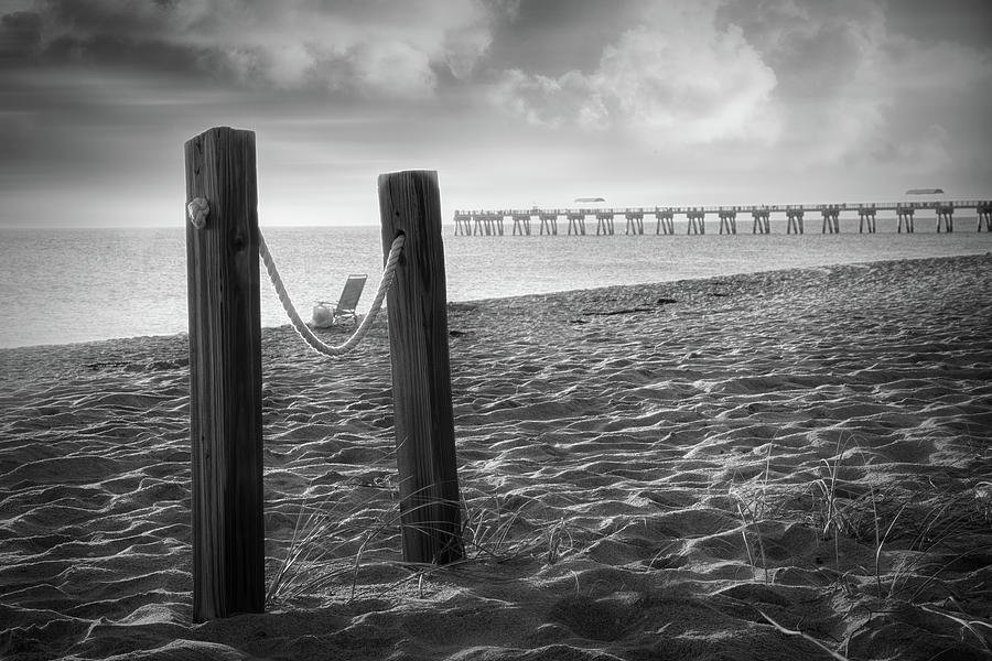 Lazy Morning at the Beach Black and White Photograph by Debra and Dave Vanderlaan