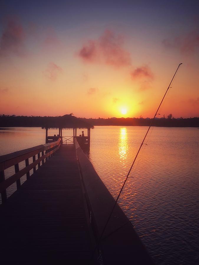 Lazy Night Fishing off the Pier at Sunset Photograph by Jacqueline Bergeron  - Fine Art America
