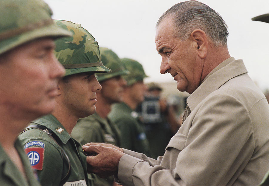 LBJ Decorating A Soldier - Vietnam 1966 Photograph by War Is Hell Store