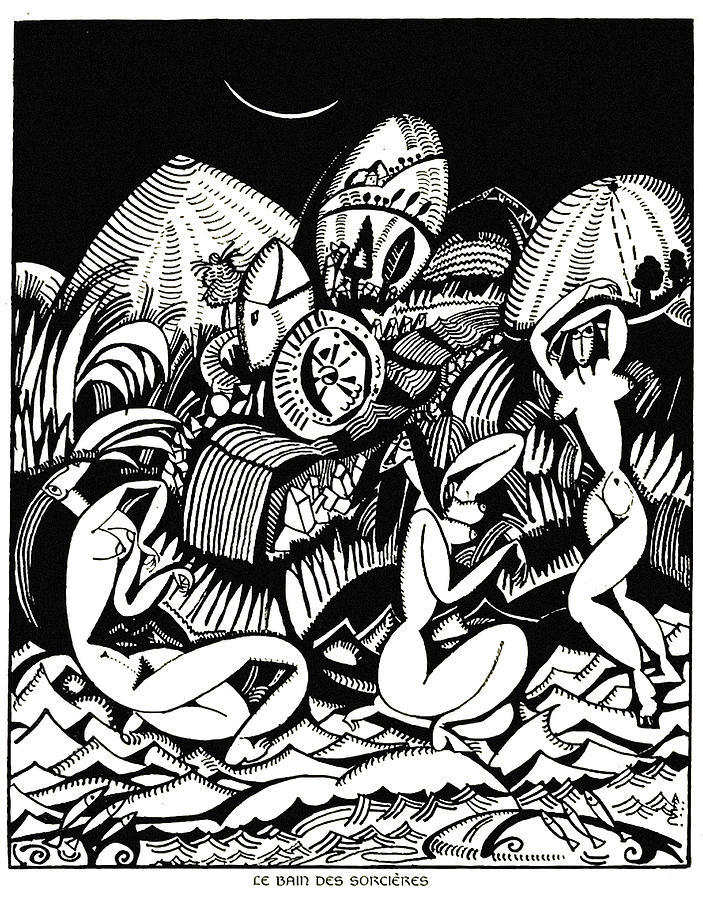 Le bain des sorcieres - The witches bath - XX Dessins Drawing by Amadeo de Souza-Cardoso