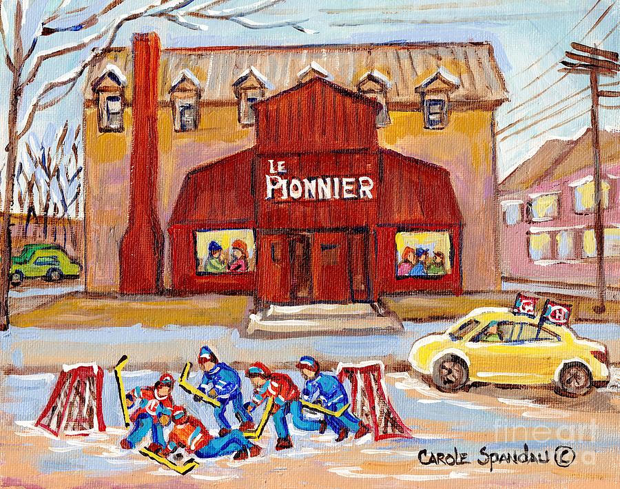Le Bar Pionnier Lakeshore Drive Pierrefonds Restaurant Painting Montreal Landmarks C Spandau Art Painting by Carole Spandau