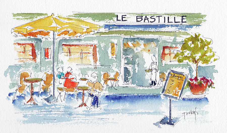 Le Bastille Bistro Painting by Pat Katz