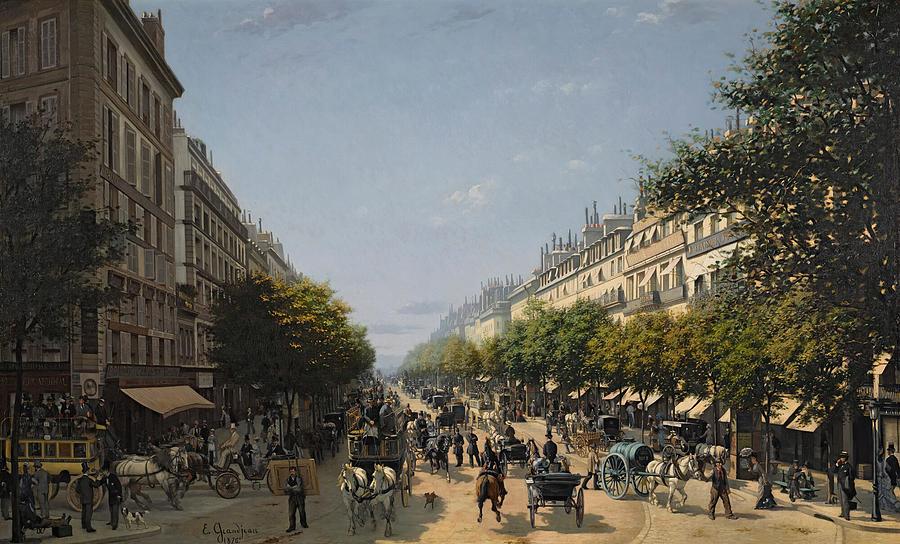 Camille Pissarro Drawing - Le boulevard des Italiens  art by Edmond Grandjean French