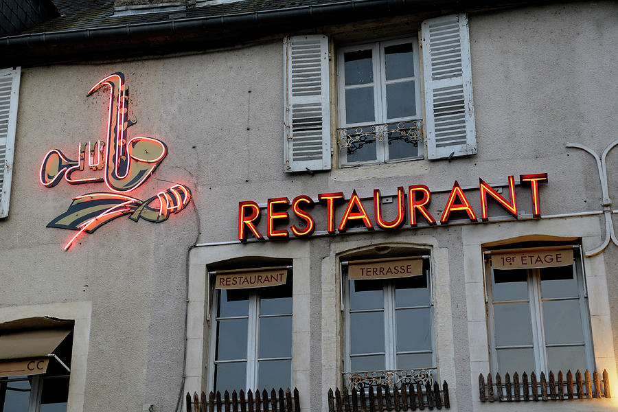 Le Cafe Carnot neon sign, Place Carnot, Nevers, Nievre, Bourgogne, France Photograph by Kevin Oke