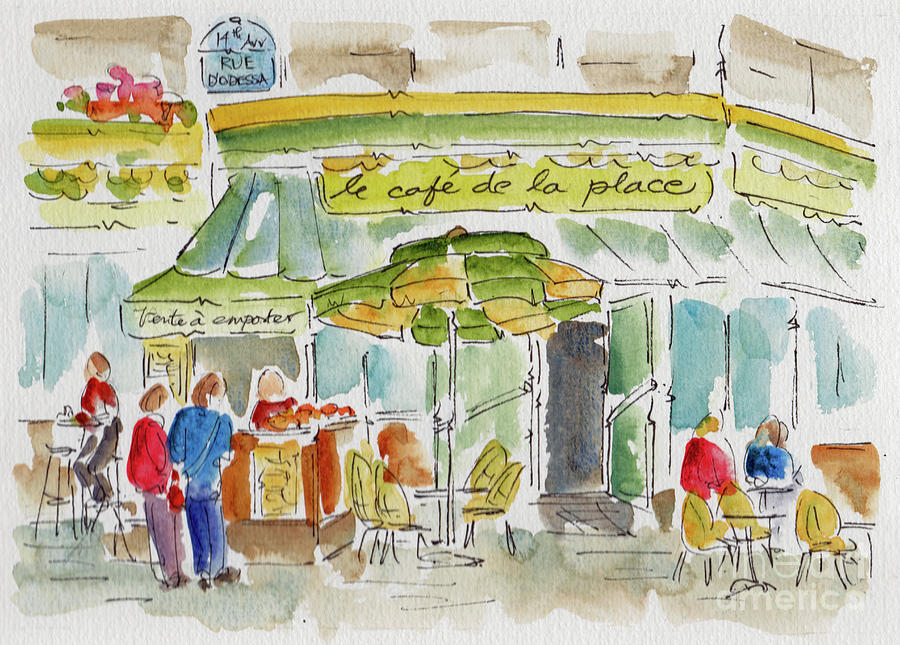 Le Cafe De Place Paris Painting by Pat Katz