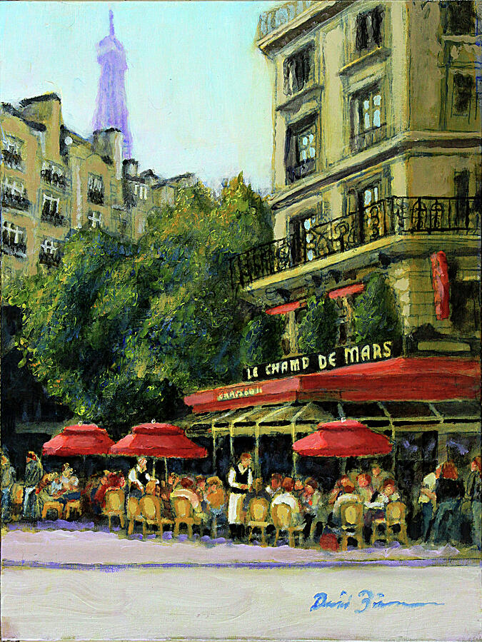 Paris Street Cafe Painting - Le Champ De Mars by David Zimmerman