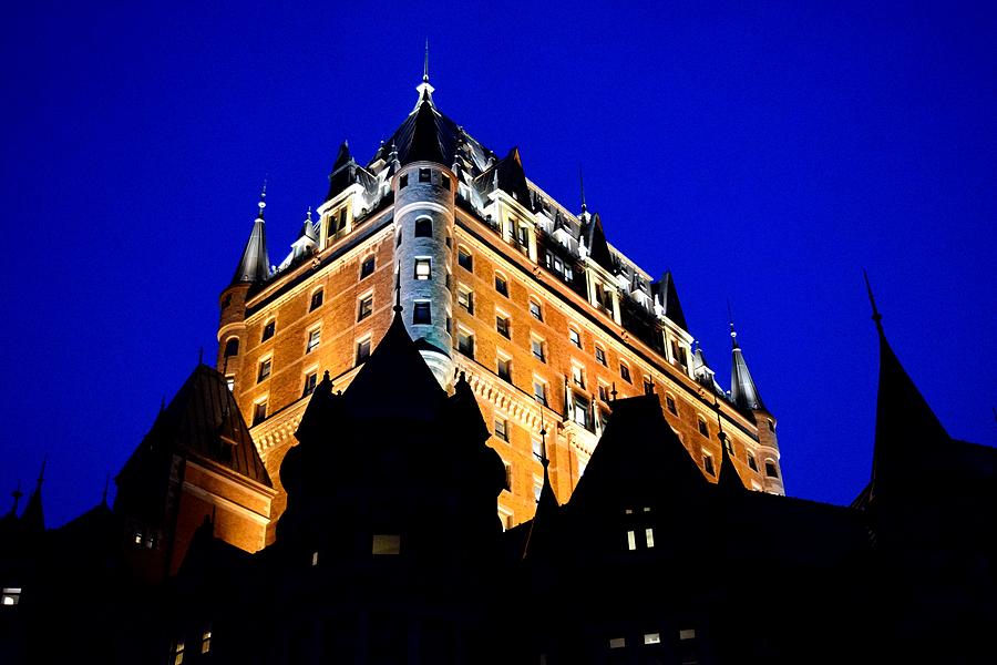 Le Chateau Frontenac Quebec City at night - by Lucie Dumas Photograph by Lucie Dumas