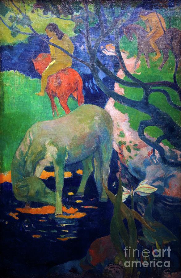 The White Horse Wood Print by Paul Gauguin