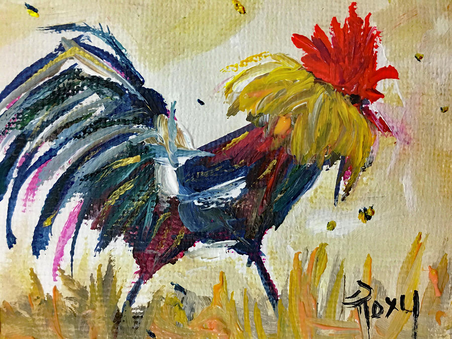 Rooster Painting - Le Coq  by Roxy Rich