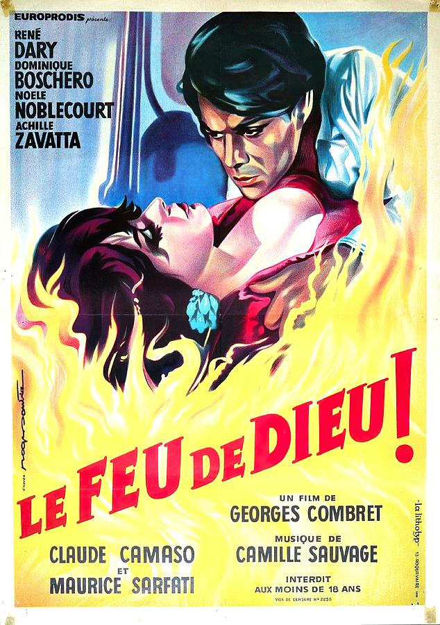 Le Feu de Dieu, 1967 - art by Roger Soubie Mixed Media by Movie World Posters