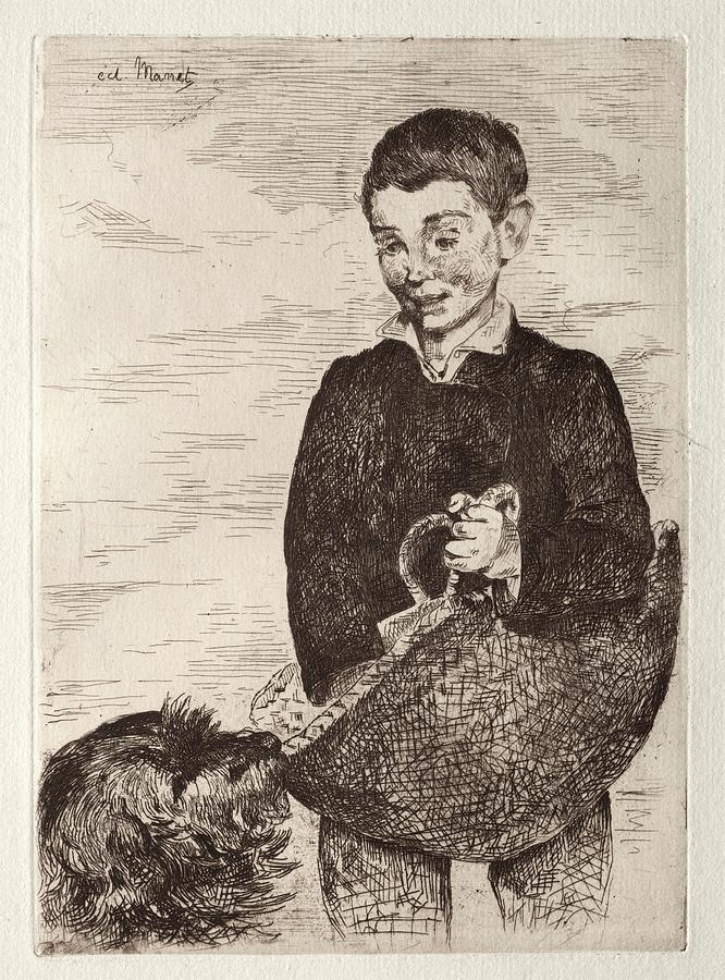 Le gamin au chien, avec le cabas 1862 Edouard Manet  Painting by MotionAge Designs