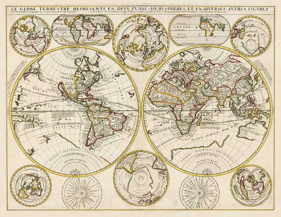 Le Globe Terrestre Represente En Deux Plans Hemispheres et en Diverses ...