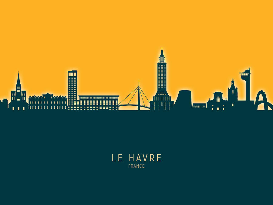 Le Havre France Skyline #45 Digital Art by Michael Tompsett