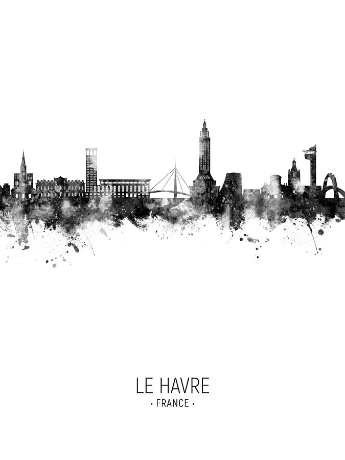 Skyline Digital Art - Le Havre France Skyline #51 by Michael Tompsett