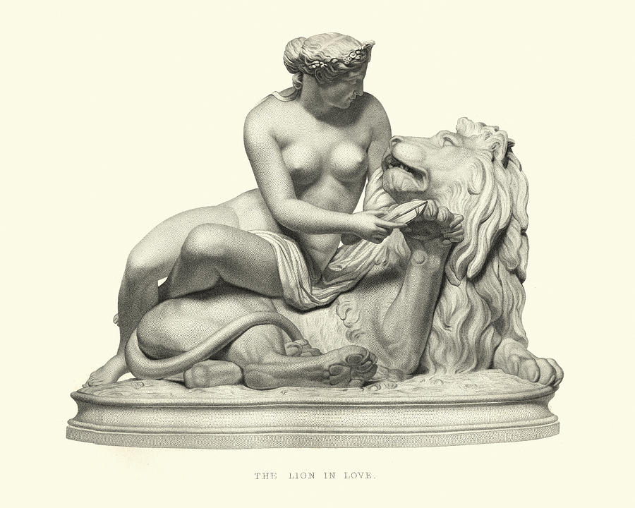 Le Lion Amoureux (The lion in love) by Guillaume Geefs Drawing by Duncan1890