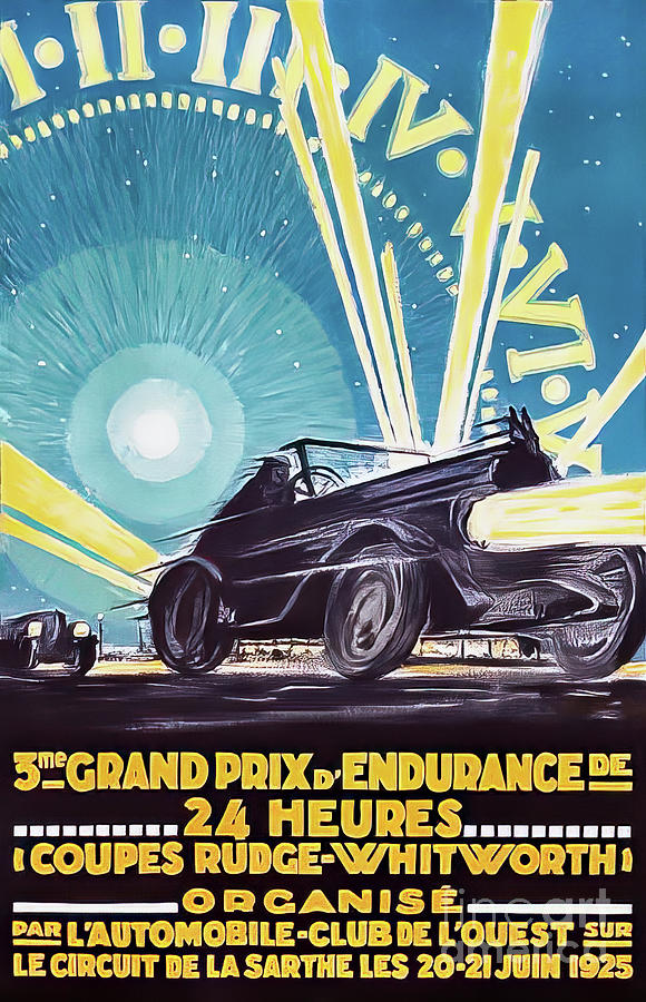Le Mans 1925 Le Mans Endurance Grand Prix Drawing by M G Whittingham