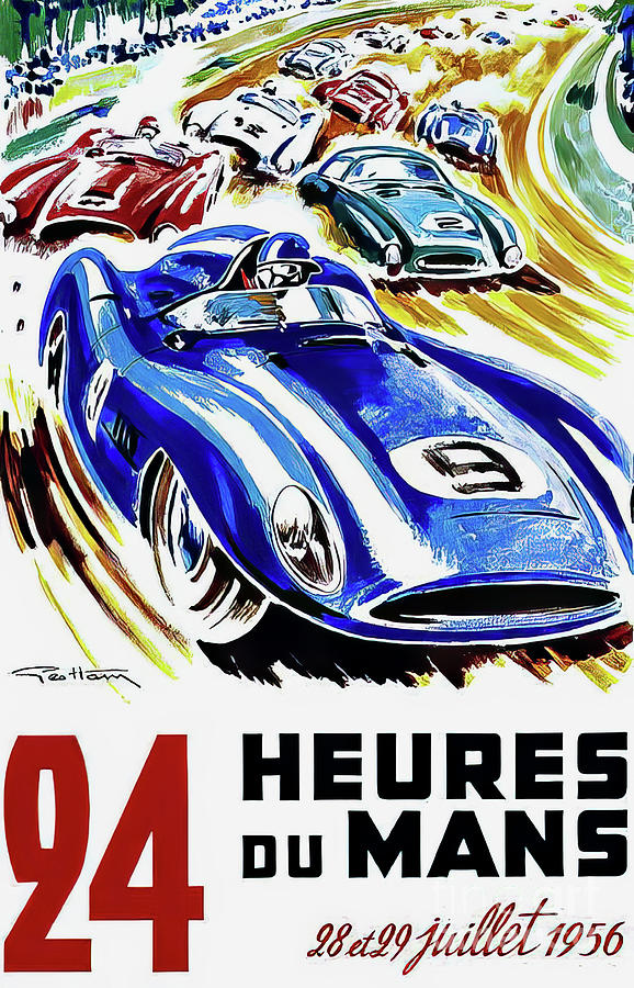 Le Mans 1956 Grand Prix Drawing by M G Whittingham