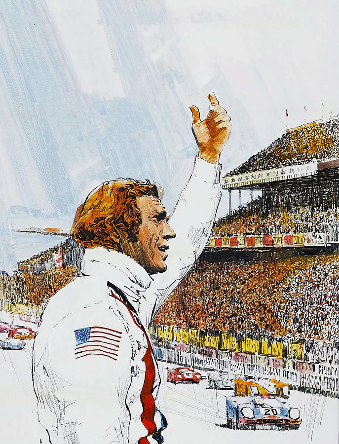Steve Mcqueen Painting - Le Mans, 1971, movie poster painting by Movie World Posters