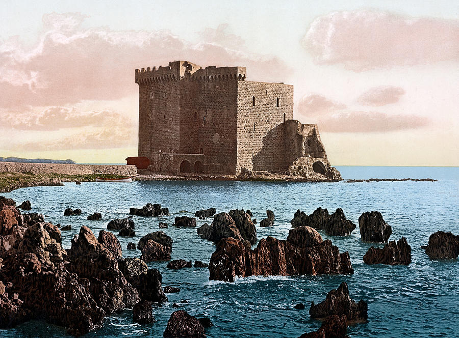 Le Monastere de St. Honorat - Lerins Islands France - Circa 1900 Photochrom Photograph by War Is Hell Store