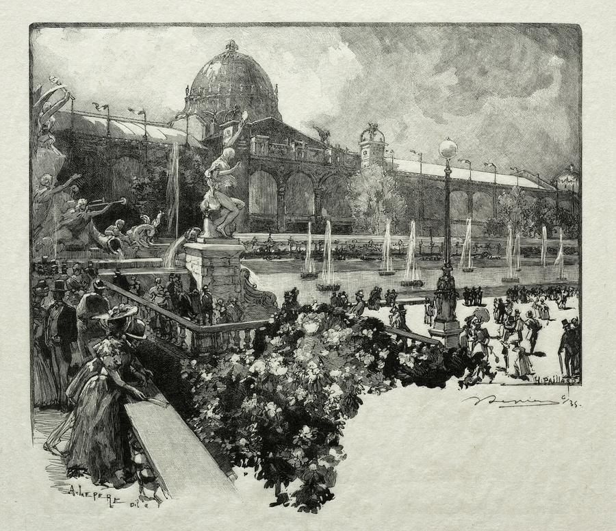 Le Palais des Arts Liberaux, Exterieur 1889 Auguste Louis Lepere Painting by MotionAge Designs