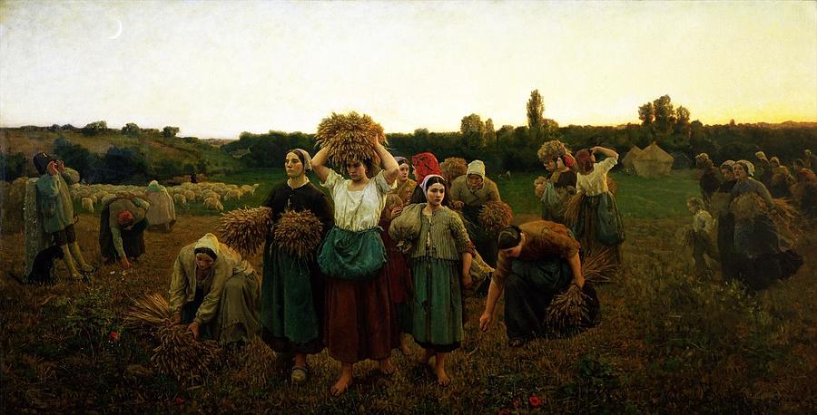 Le rappel des glaneuses Calling in the Gleaners Painting by Jules ...