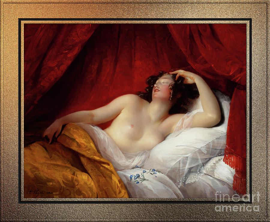 Le Sommeil by Aimee Pages-Brune Fine Art Xzendor7 Old Masters Reproductions Painting by Rolando Burbon