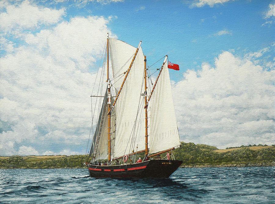 Leader, former Brixham Sailing Trawler Painting by Mark Woollacott